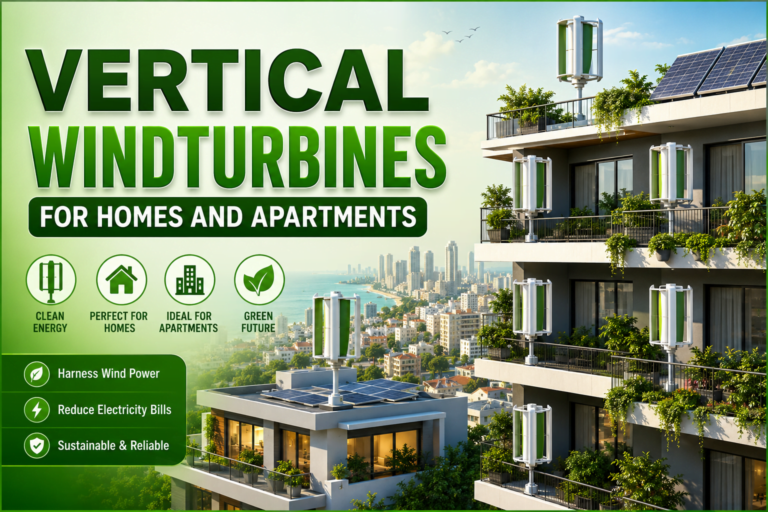 Vertical wind turbine for homes and apartment balconies in Karachi with coastal wind energy, installation setup, and residential renewable power generation