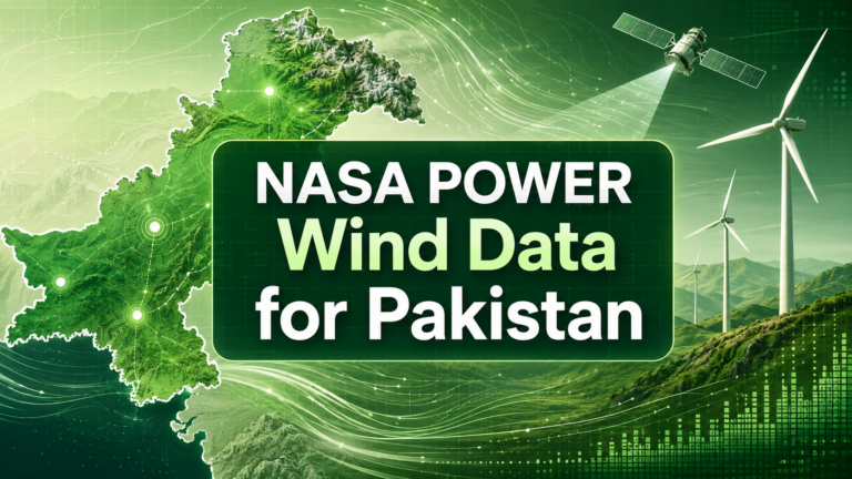NASA POWER wind speed data for Pakistan at 10m, 50m, and custom turbine heights, with coastal data, height tables, wind-resource analysis, and turbine site-selection guidance.