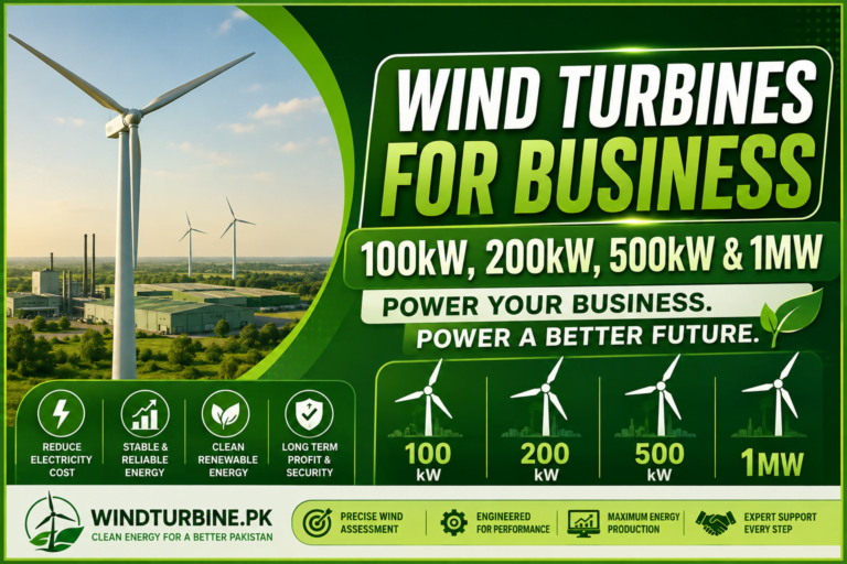 Commercial Wind Turbines in Pakistan: 100kW, 200kW, 500kW & 1MW Guide for Businesse