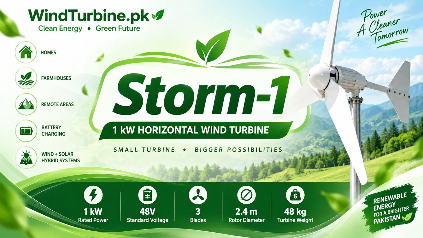This image is showing wind turbine 1 KW in Pakistan