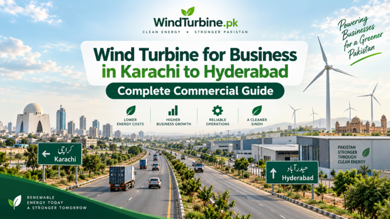 Images is showing Wind Turbine for Business in Karachi to Hyderabad: Complete Commercial Guide