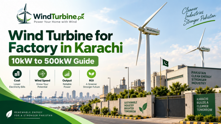 this imge showing commercial wind turbine Karachi, 100kW wind turbine Pakistan, industrial wind turbine Karachi, wind turbine cost for factory,